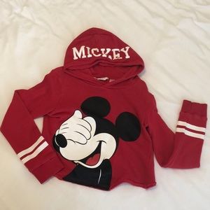 H&M Mickey Mouse Red Crop Top Sweater Hoodie